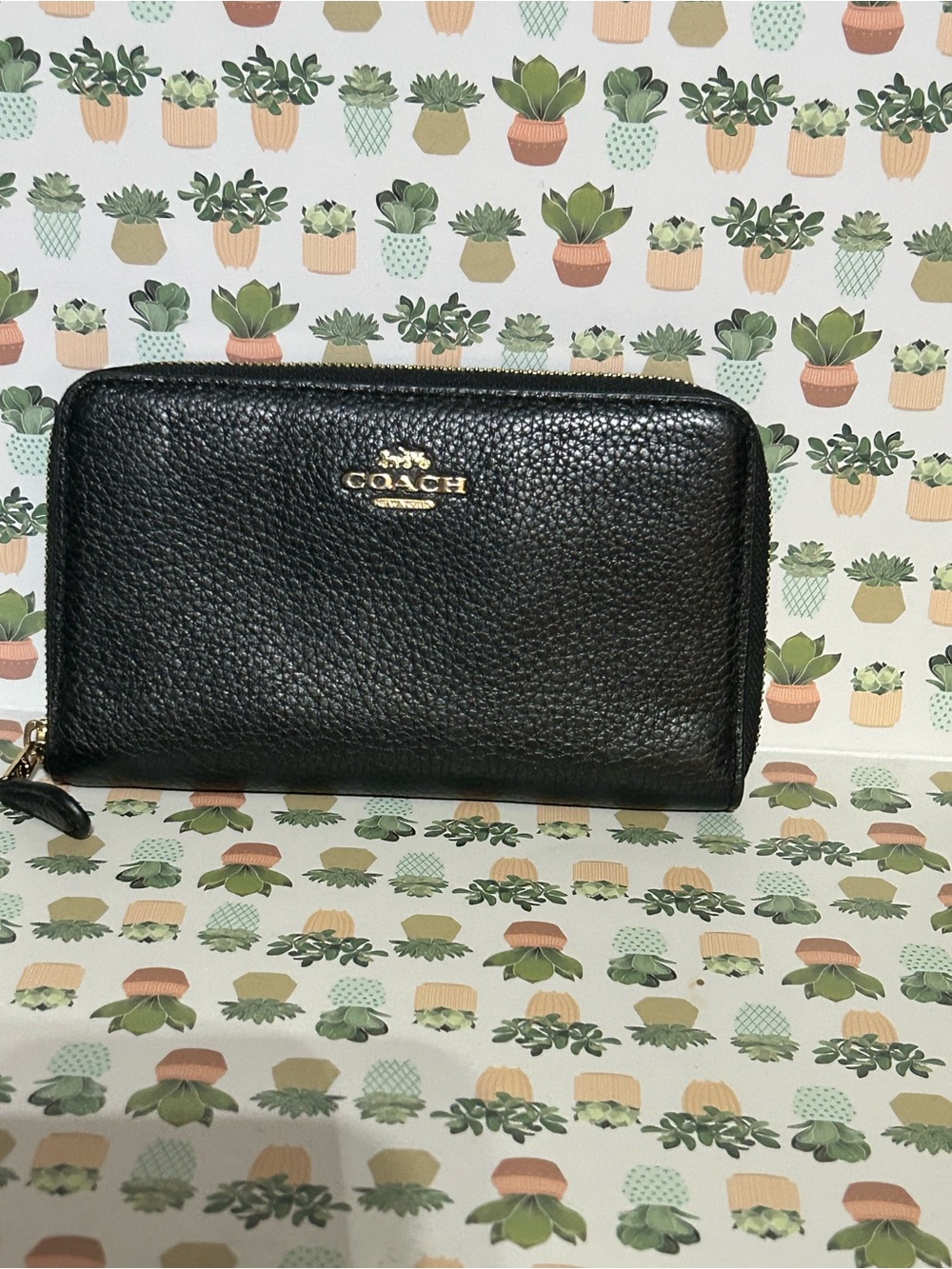 Coach Medium Id Zip Wallet in Black Leather